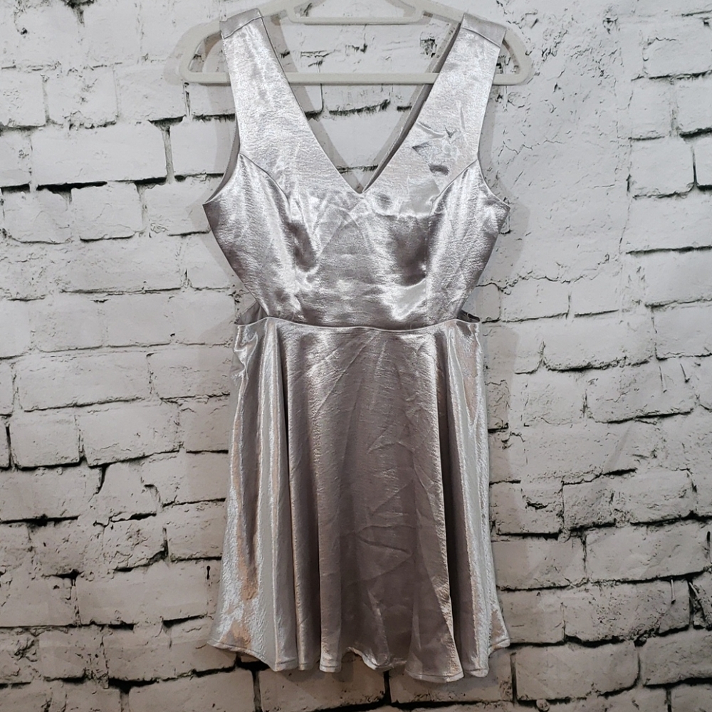 Silence + Noise metallic cutout mini dress